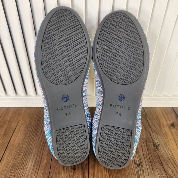 Rothy's The Loafer Womens Sz 7.5 Turquoise Melange Knit Flats Slip On Shoes Low - Picture 7 of 9